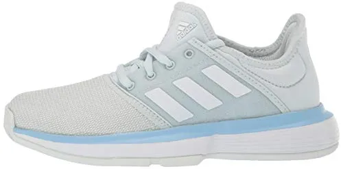 adidas Unisex-Kid's CourtJam Tennis Shoe, Blue Tint/White/Glow Blue, 3 M US Little Kid