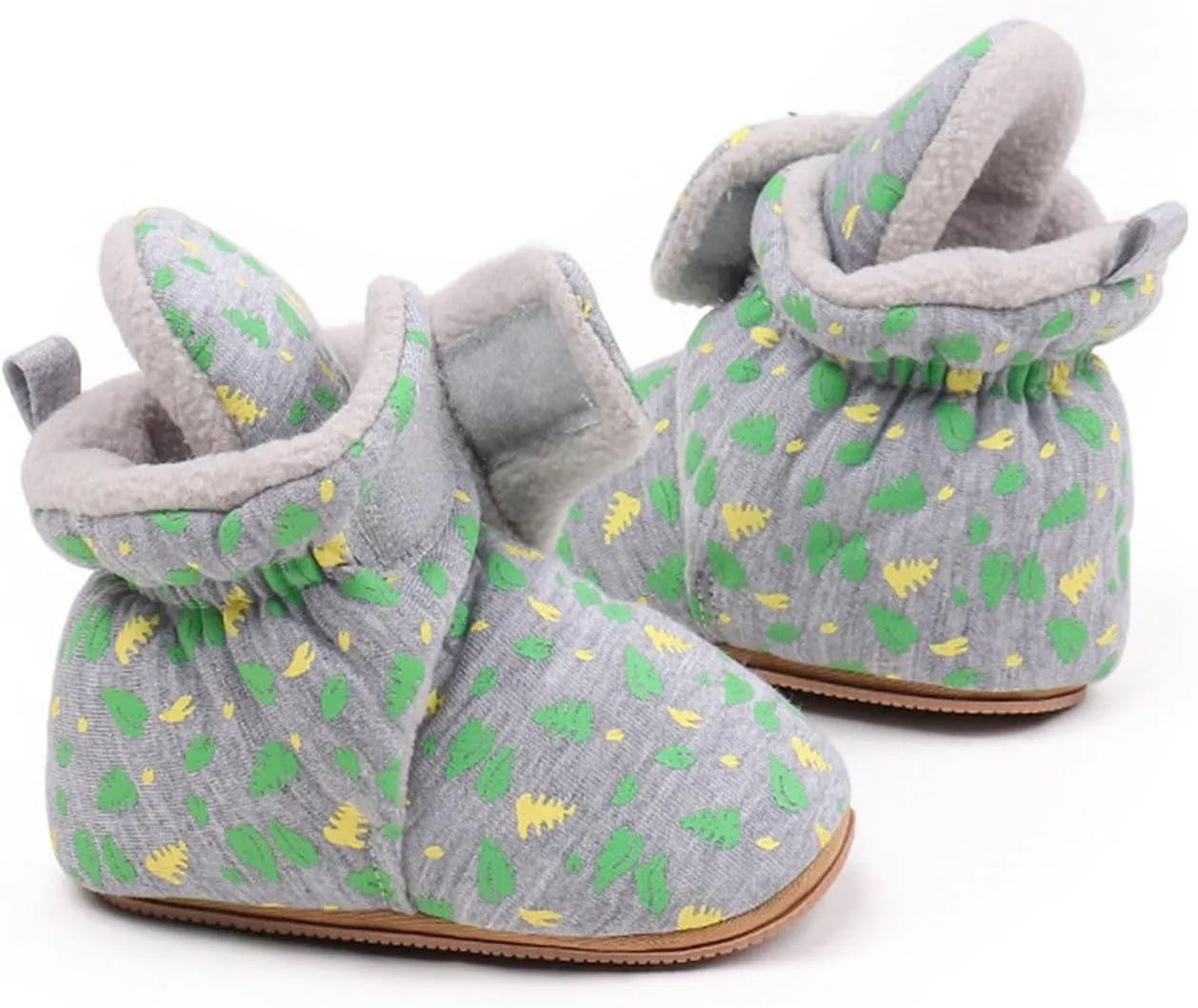 Baby Boys Girls Cozy Booties Toddle Leaves Pattern House Slippers Indoor Soft Sole Fleece Faux  Lined Shoes