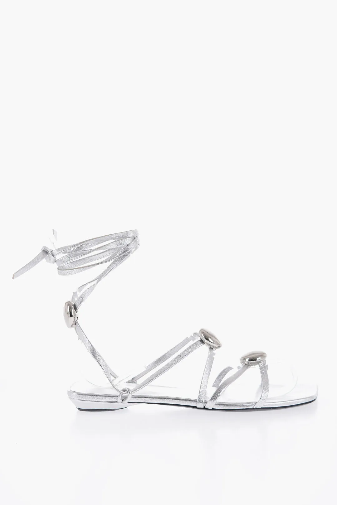 Bruno Frisoni Metallic Leather ATOM Lace-Up Sandals with Studs