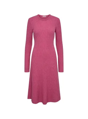 Carmen Rib Long Dress - Rasberry