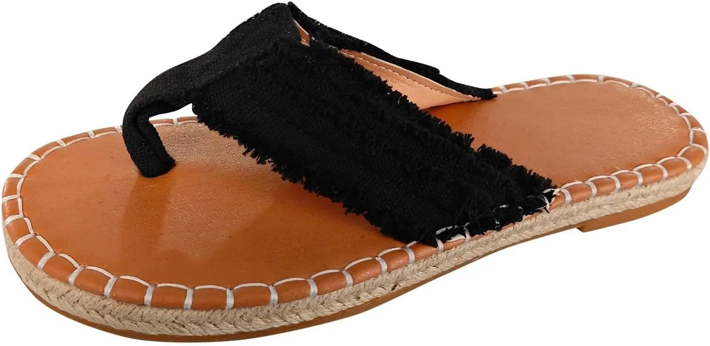 Espadrille Sandals for Women Flat Breathable Clip Toe Flip Flops Summer Boho Beach Slippers Slip On Fisherman Sandals