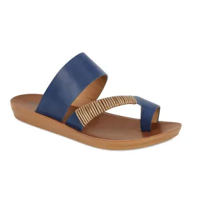 Gidget Sandal in Dark Blue Smooth