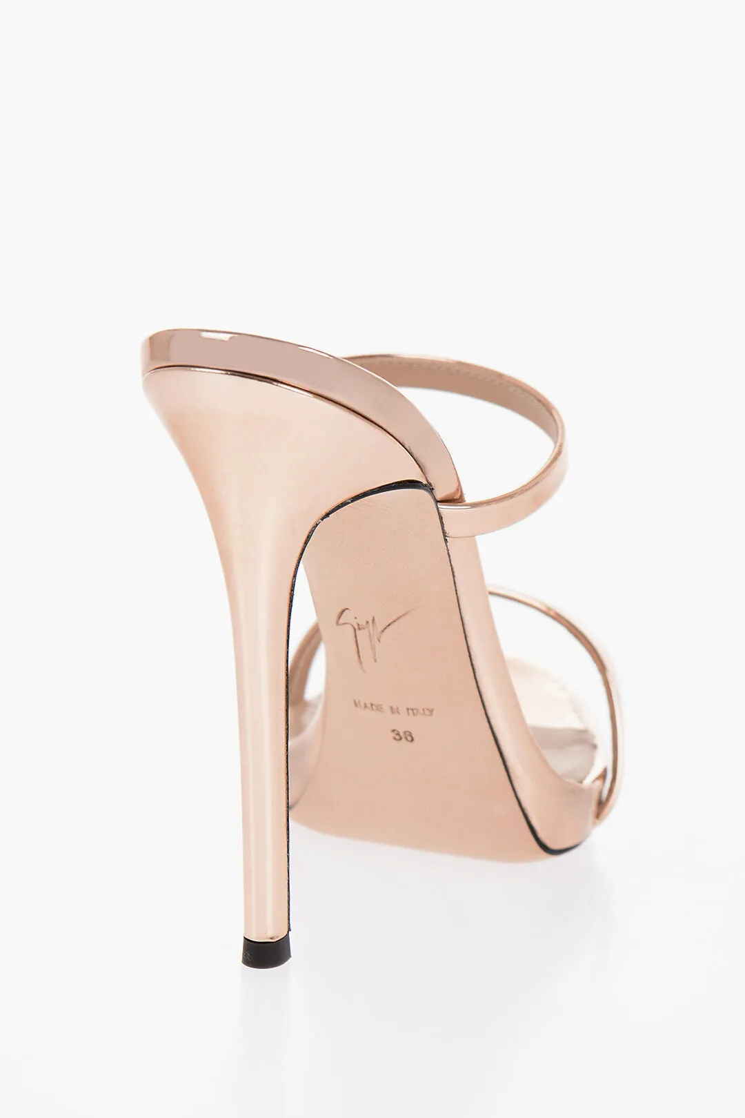 Giuseppe Zanotti Mirrored Effect Solid Color Sandals Heel 11cm