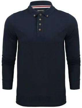 Howell Long Sleeve Polo Shirt in Rich Navy