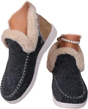 Lausiuoe Boots For Women Ankle Booties Warm Snow Winter Boots Fur Lined Casual Fashion Trendy Anti-Slip Loafers Shoes 2024