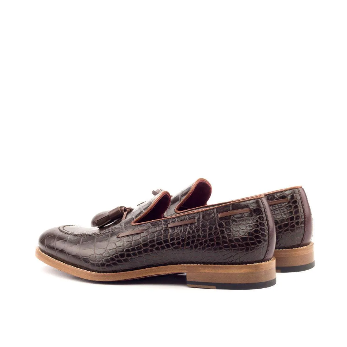 Loafer-Box Calf, Painted Croco, Burgundy, Brown-Wholesale