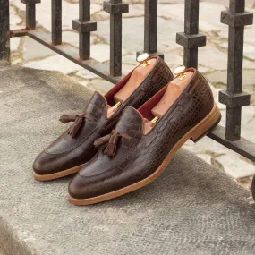 Loafer-Box Calf, Painted Croco, Burgundy, Brown-Wholesale