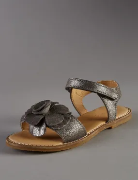 M&S Autograph Girls Leather Sparkle Floral Corsage Sandals