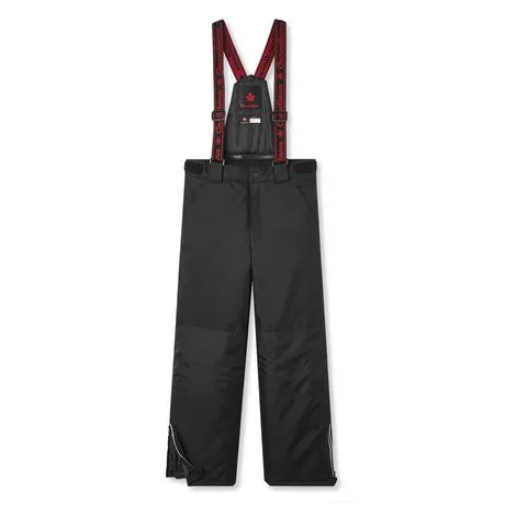 New Kids Unisex Canadiana Snow pants in black with removable suspenders, Sz 3T