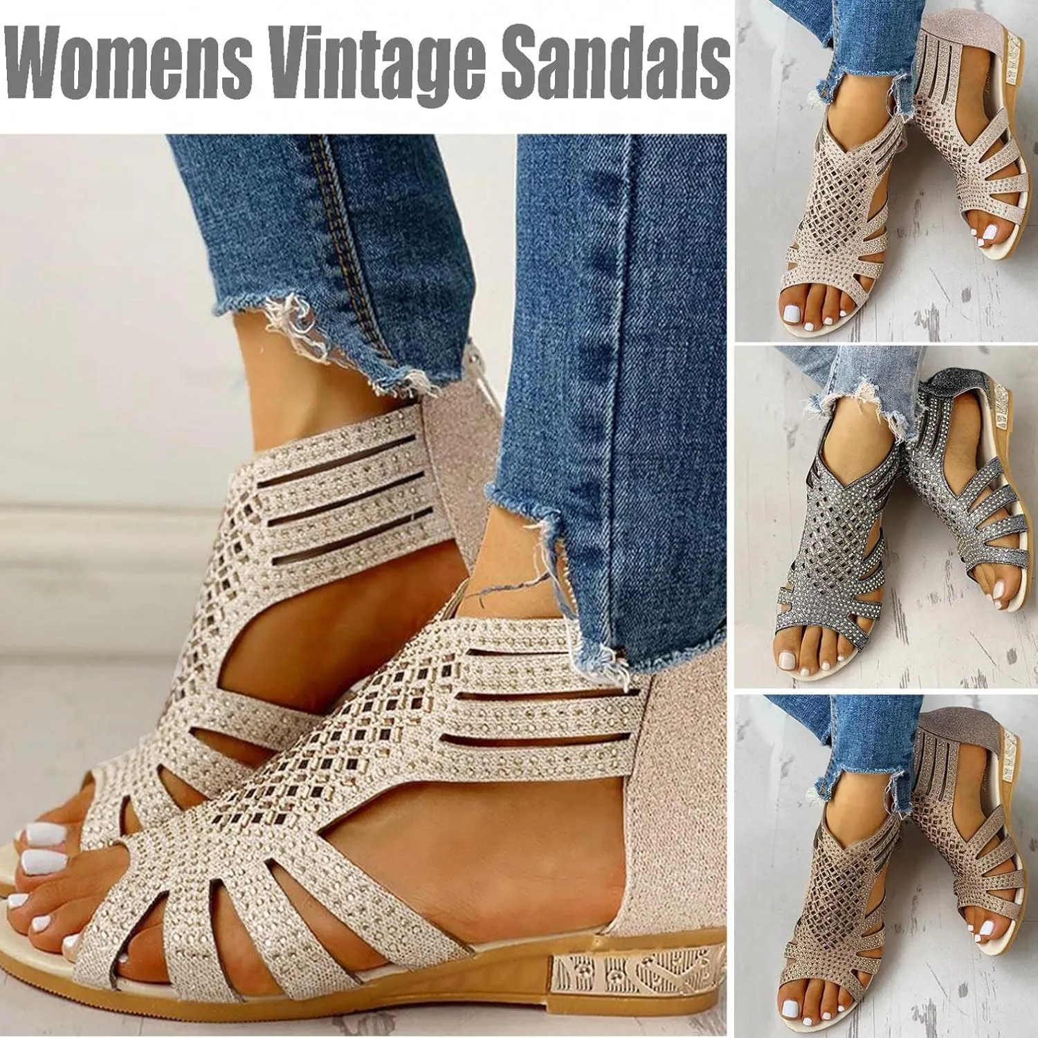 Sandals for Women Casual Summer Womens Sandals Low Wedges Peep Toe Wrapped Sexy Cute Diamond Dressy Sandalias Sandals for Women