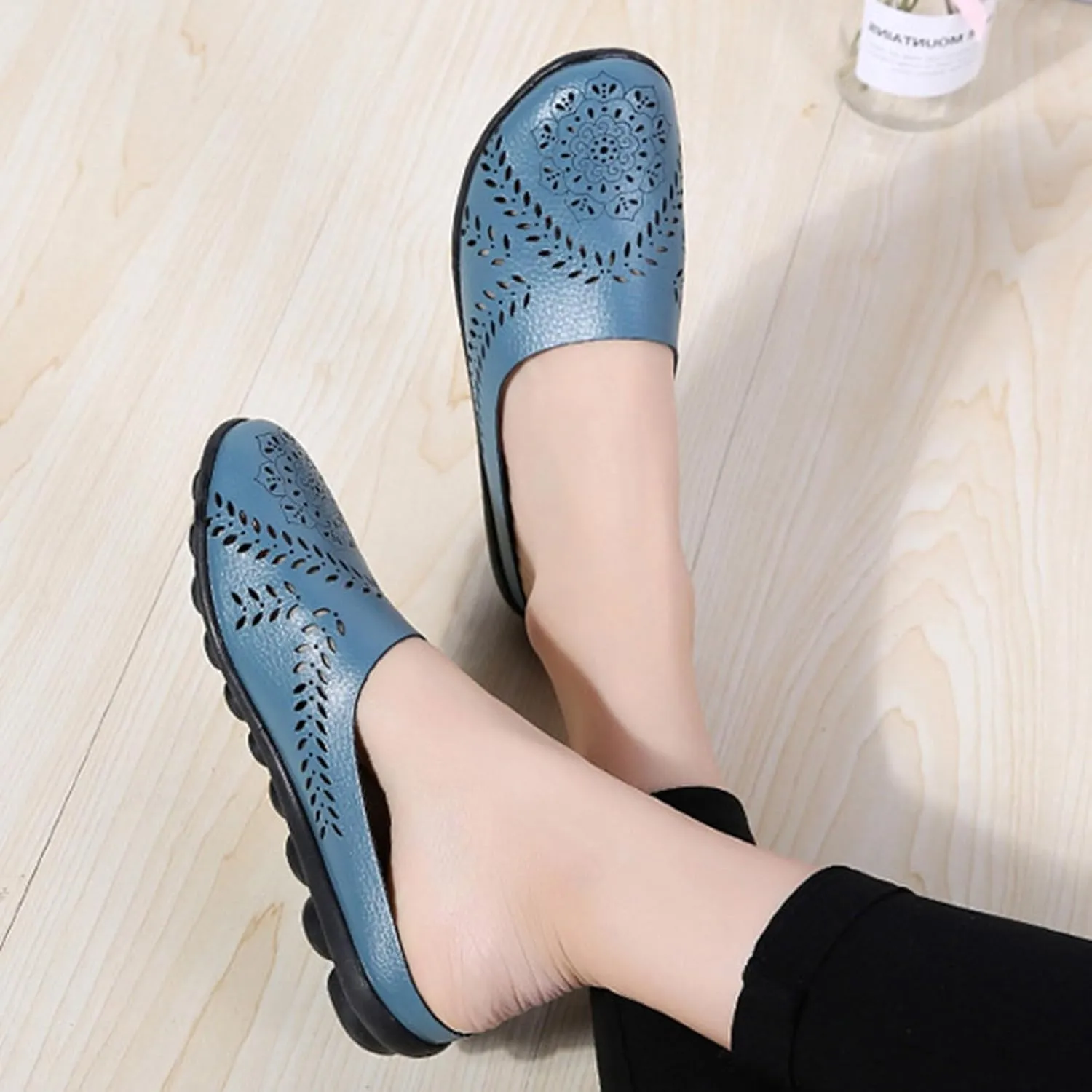 Sandals for Women Summer Breathable Flats Slippers Closed Toe Slip on Sandals Comfortable Dressy Leather Loafer2