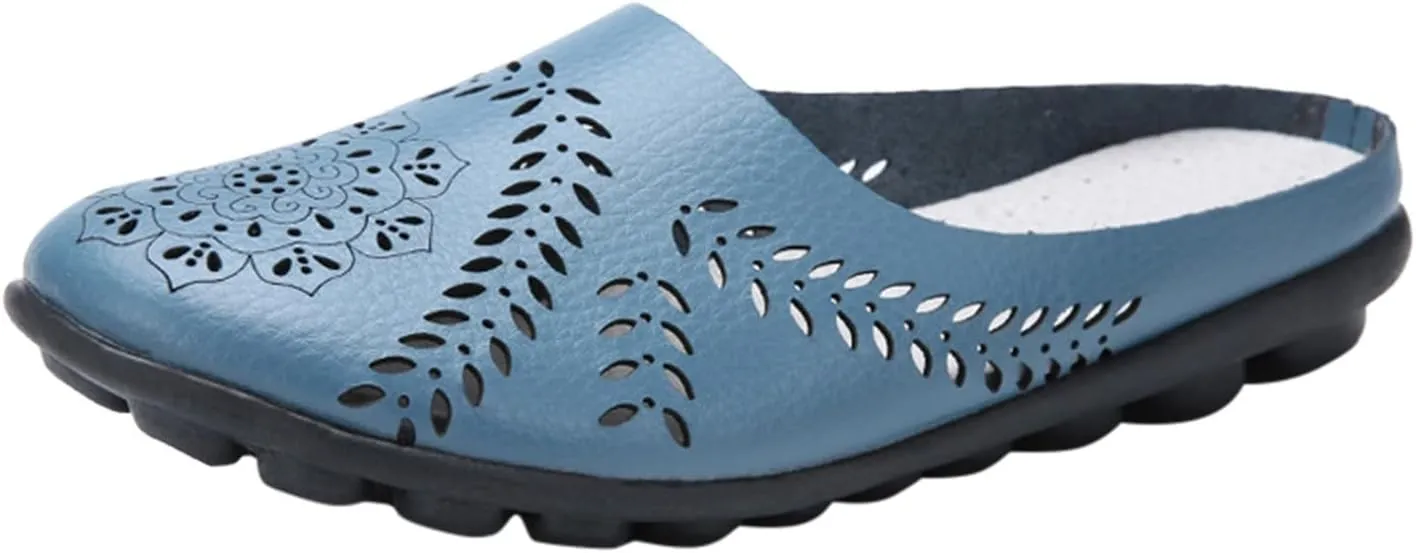 Sandals for Women Summer Breathable Flats Slippers Closed Toe Slip on Sandals Comfortable Dressy Leather Loafer2