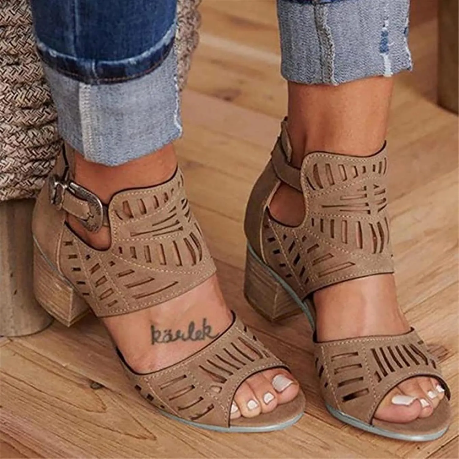 Sandals For Women,Womens Fashion Ankle Strap Heel Sandals Low Block Heel Casual Dressy Summer Open Toe Strappy Sandals