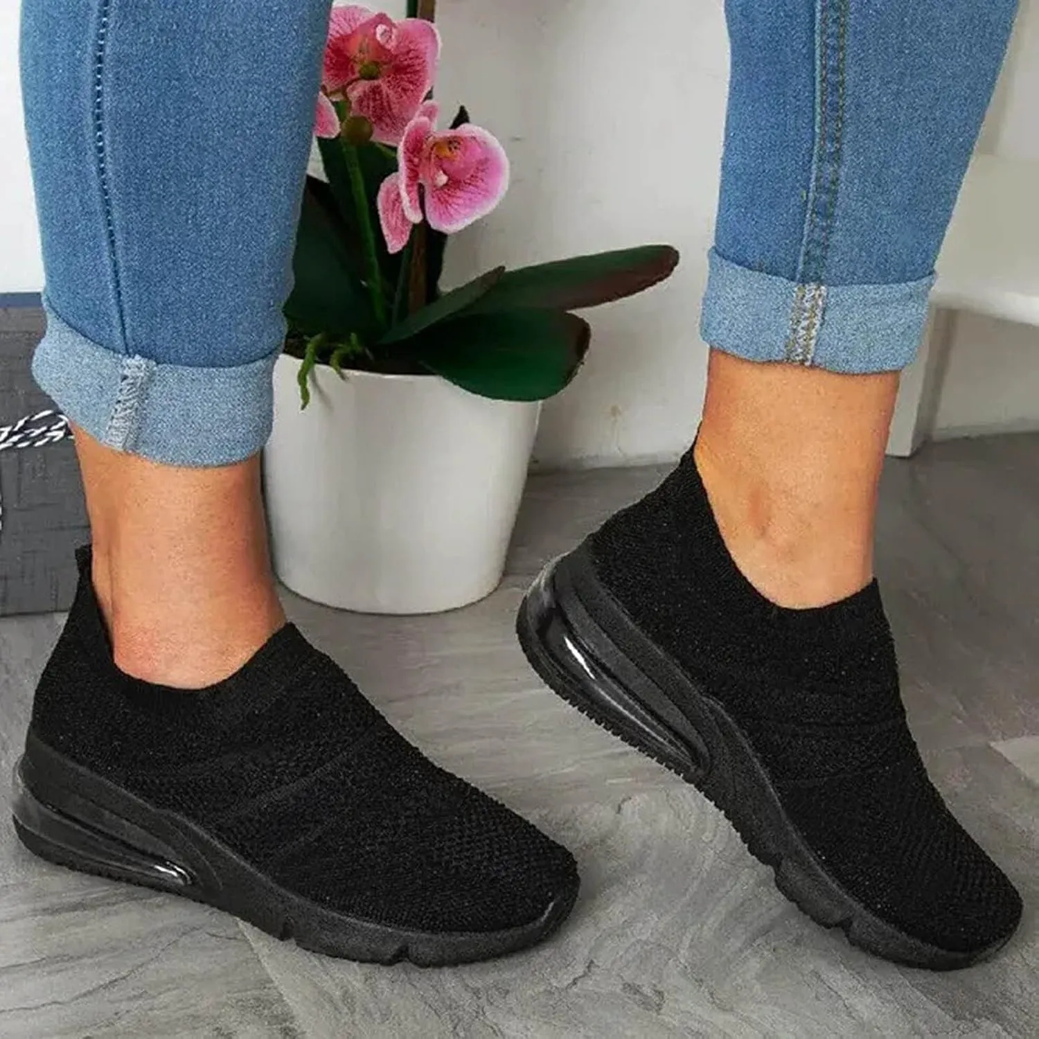 SBGMoSJ Womens Platform Sneakers Size 11 Wide Slip Resistant Women's Black Work Shoes Size 9 Canvas Shoes for Women Black Womens Running Shoes Size 7 1/2 Trending Tennis Shoes for Women 2023