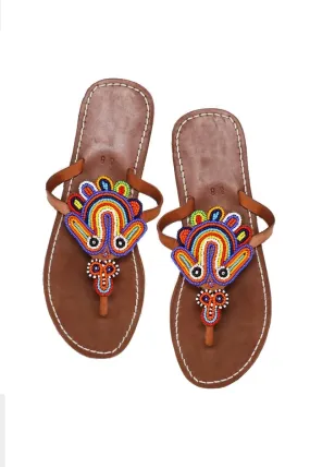 Summer Bead Sandal Shoes for Women - Handmade women's Leather Reef Flip Flops