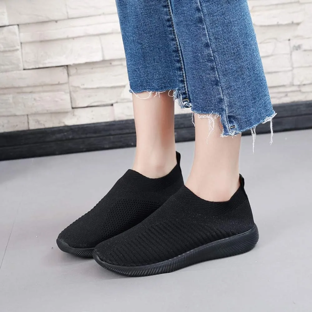 Women's Fashion Sneaker Mesh Slip On Black Non Slip Shoes for Women Comfortable Mens White Running Shoes Womens Loafer Flat Non Slip Sneakers for Women