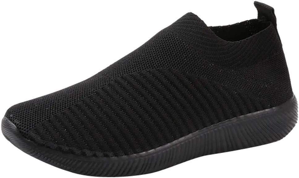 Women's Fashion Sneaker Mesh Slip On Black Non Slip Shoes for Women Comfortable Mens White Running Shoes Womens Loafer Flat Non Slip Sneakers for Women