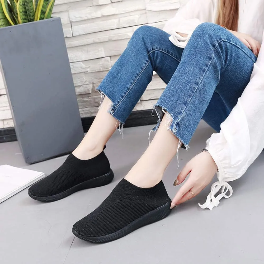 Women's Fashion Sneaker Mesh Slip On Black Non Slip Shoes for Women Comfortable Mens White Running Shoes Womens Loafer Flat Non Slip Sneakers for Women