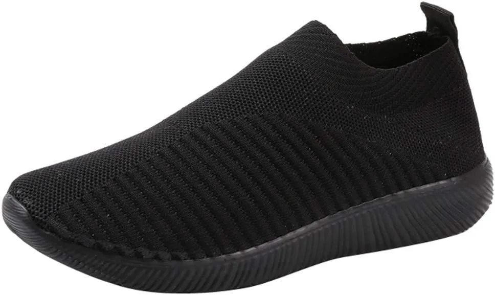 Women's Fashion Sneaker Mesh Slip On Black Non Slip Shoes for Women Comfortable Mens White Running Shoes Womens Loafer Flat Non Slip Sneakers for Women