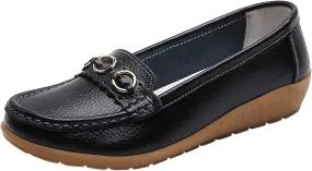 Women's Flats Shoes Casual Slip On Shoes Lightweight Penny Loafers Comfort Wide Loafers with Arch Support