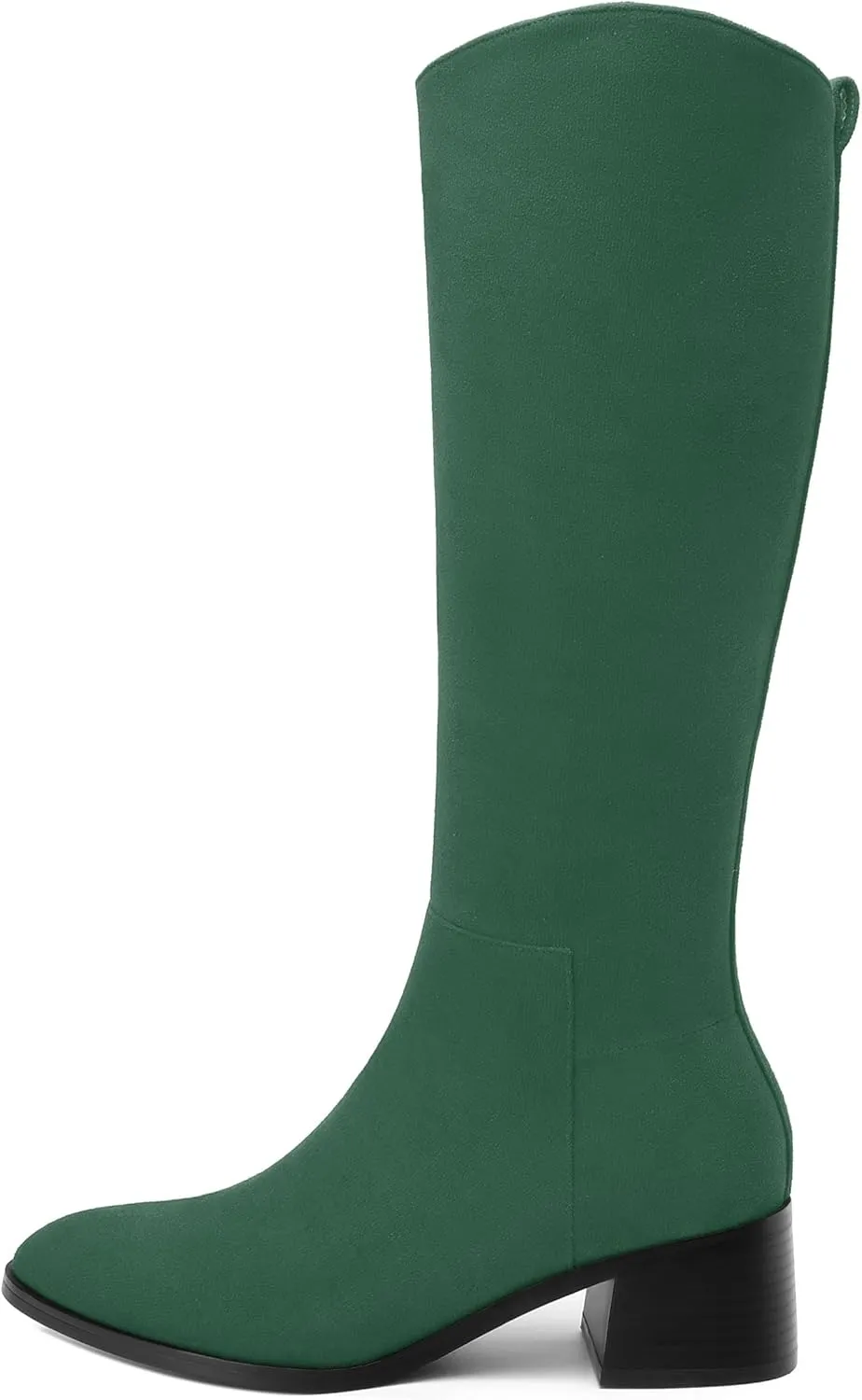 Womens Knee High Boots, Round Toe Low Block Heel Riding Boots, Cowboy Boots for Women, Chunky Heel Knee-high Tall Boots with Asymmetric Slant 2"