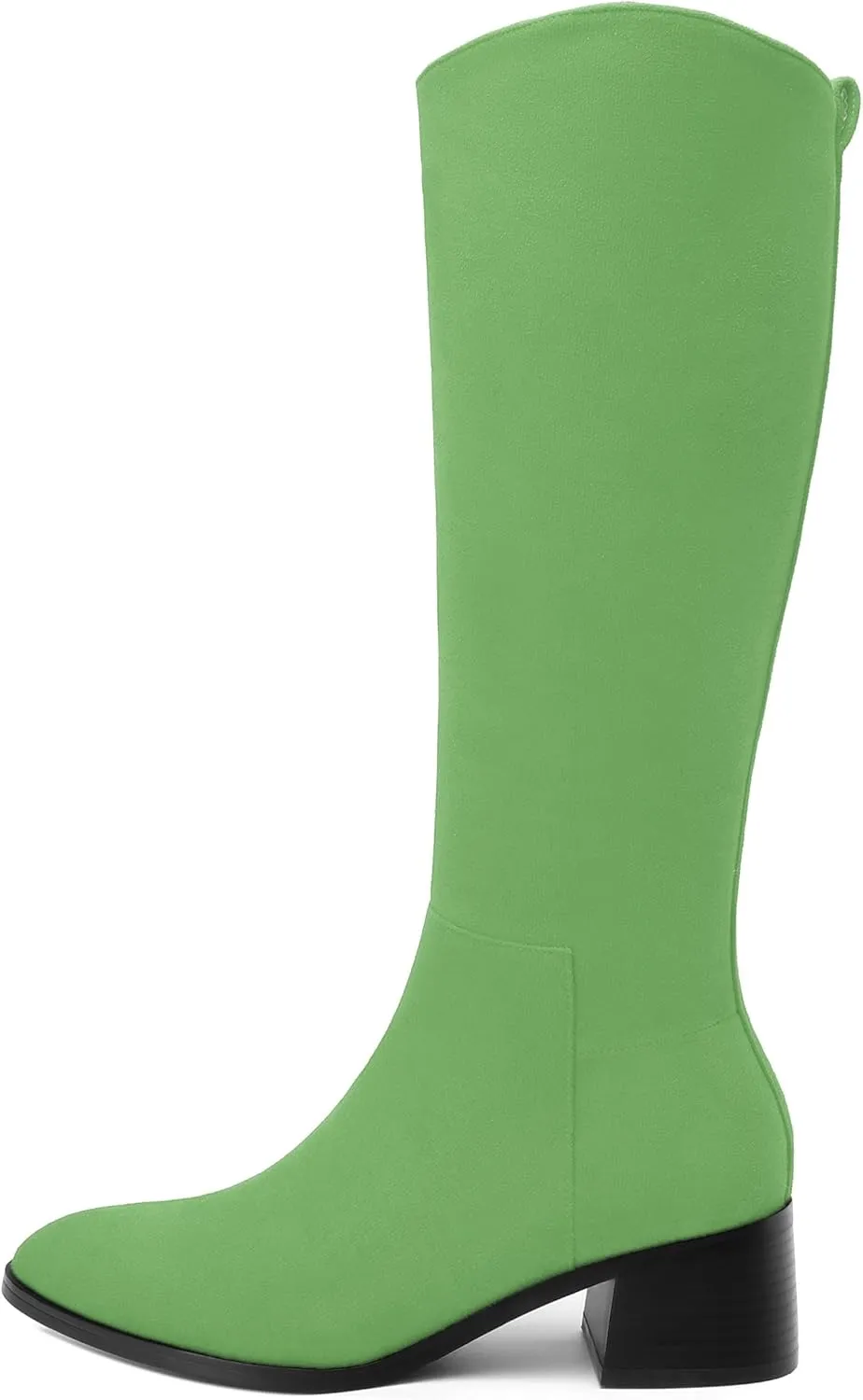Womens Knee High Boots, Round Toe Low Block Heel Riding Boots, Cowboy Boots for Women, Chunky Heel Knee-high Tall Boots with Asymmetric Slant 2"