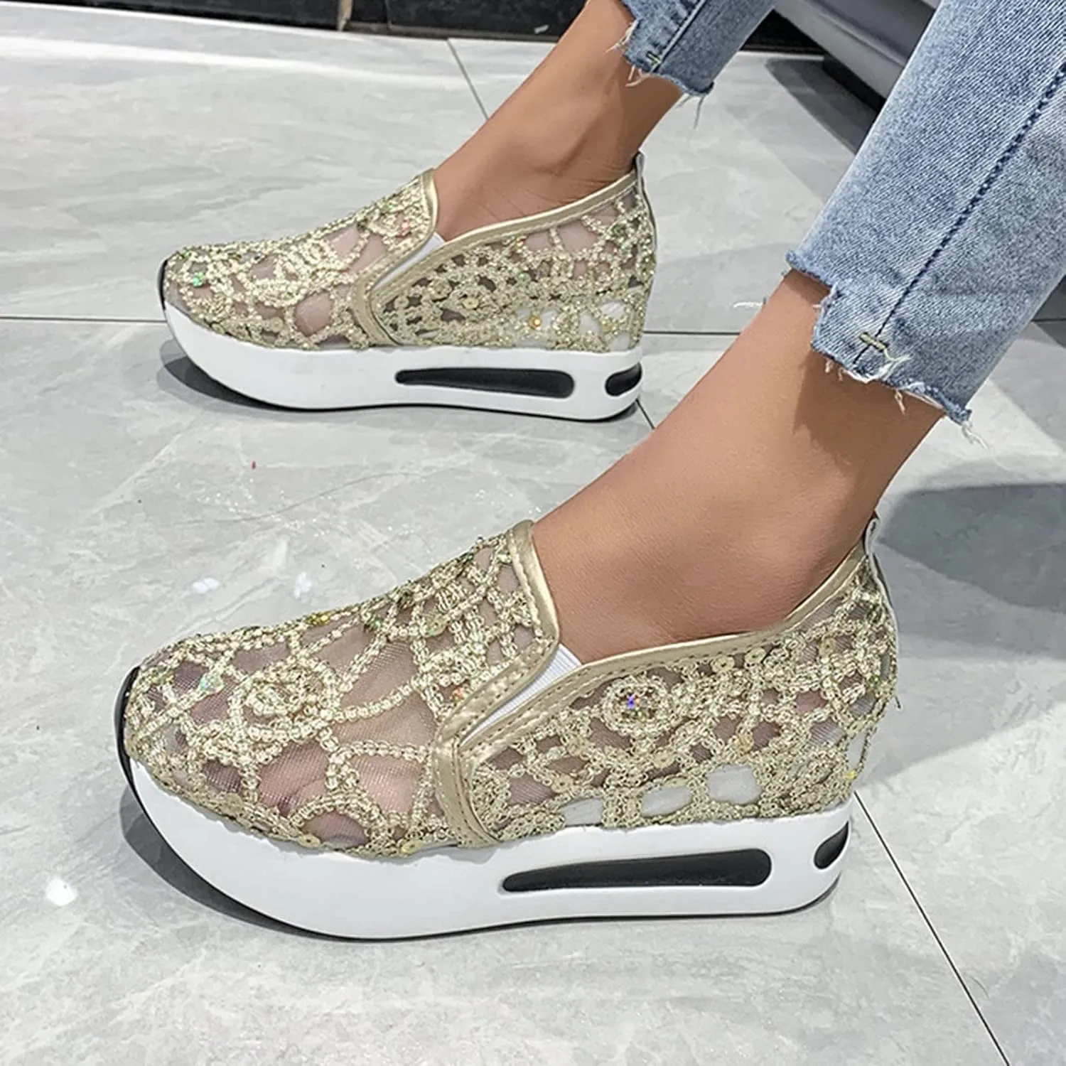 Womens Sneakers Size 11 Walking Zapatos para Mujer Comodos Casuales De CuñA Bajitos Cerrados Non Slip House Shoes for Women Elderly Womens White Sneakers Slip On Tenis OrtopéDicos para Mujer Blanco