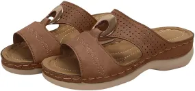 Women's Wedge Sandals Summer Leather Flat Hollow Out Slip On Open Toe Arch Support Platform Sandal Shoes
